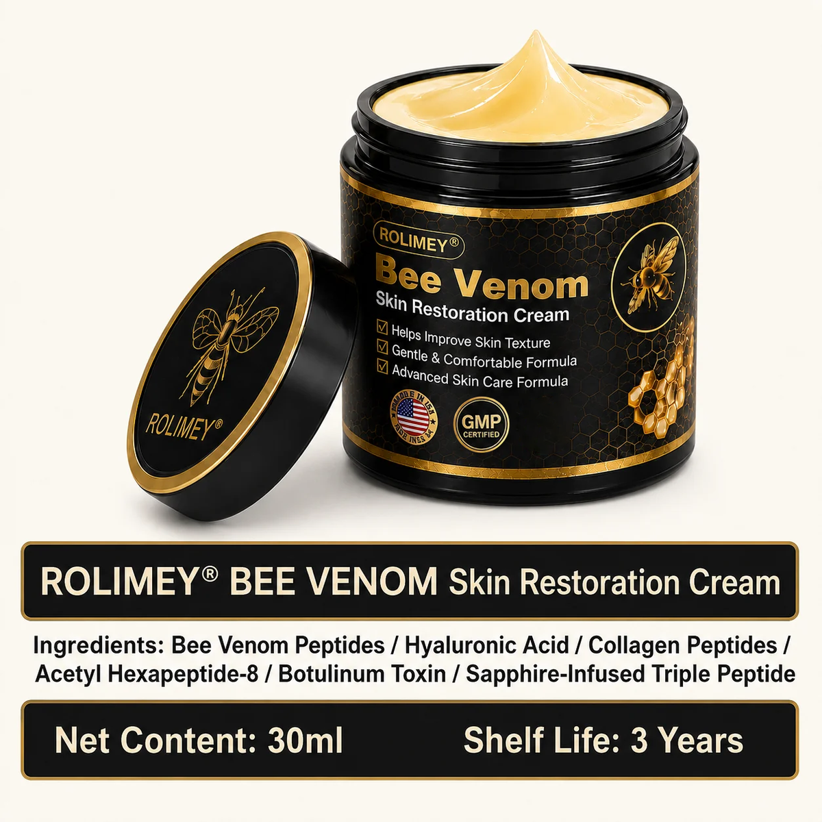 🌿Rolimey® Bee venom Pro Comprehensive Cream —Tightening for Skin Types 🔥