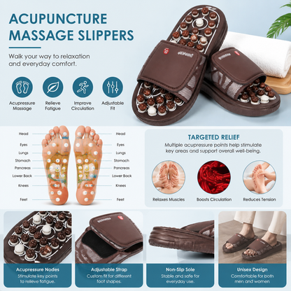 Acupressure Foot Massage Mat, Reflexology Tools, Spiky Ball Roller Therapy Sandals Shoes Slippers