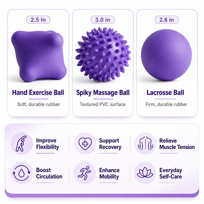 Magic Massage Ball Kit for Myofascial Trigger Point Release & Deep Tissue Massage - Set of 6 - Large Foam/Small