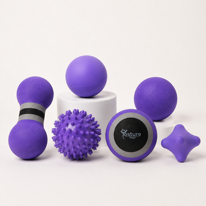 Magic Massage Ball Kit for Myofascial Trigger Point Release & Deep Tissue Massage - Set of 6 - Large Foam/Small
